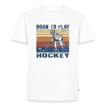 Born To Play Hockey Vintage Ice Hockey Player - Men's Premium Organic T-Shirt - white - Front - Nico (187cm)