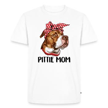 Pittie Mom Shirt Mignon Pitbull Chien Maman Shirt Pet - T-shirt Premium bio Homme - blanc - Devant - Nico (187cm)