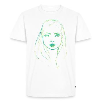 Illustration de visage de femme vert - T-shirt Premium bio Homme - blanc - Devant - Nico (187cm)