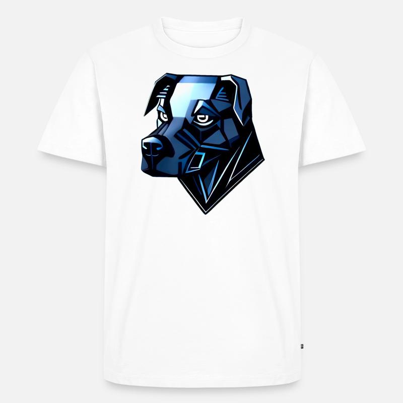 Hund Dobermann - Blaue Polygone - Männer Premium Bio T-Shirt - Weiß