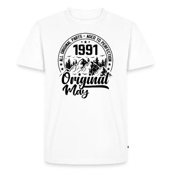 1991 May Original: 33 Years Anniversary Gift - Men's Premium Organic T-Shirt - white - Front - Nico (187cm)