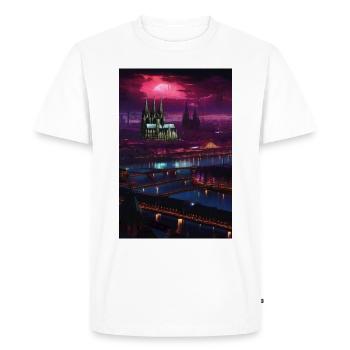 Cologne, Cologne at night, neon, lights, skyline - Men's Premium Organic T-Shirt - white - Front - Nico (187cm)