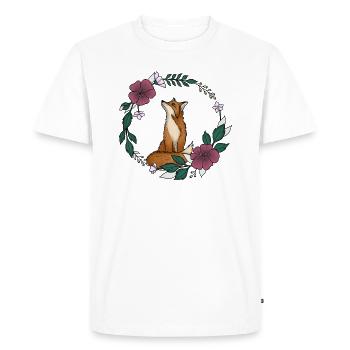 Fox and flowers - Men's Premium Organic T-Shirt - white - Front - Nico (187cm)