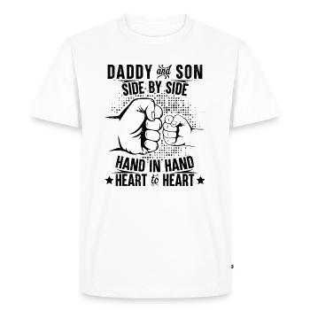coeur papa et fils à cœur - T-shirt Premium bio Homme - blanc - Devant - Nico (187cm)