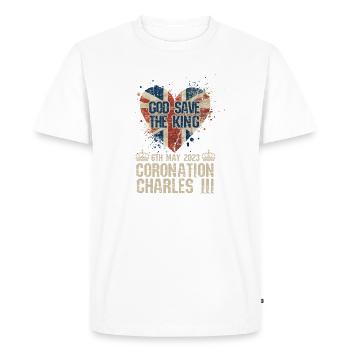 Couronnement du roi britannique Charles Angleterre Drapeau - T-shirt Premium bio Homme - blanc - Devant - Nico (187cm)