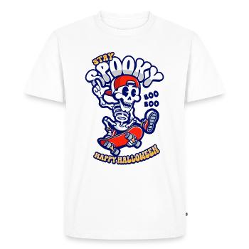 Halloween Skeleton Rides Skateboard - T-shirt Premium bio Homme - blanc - Devant - Nico (187cm)
