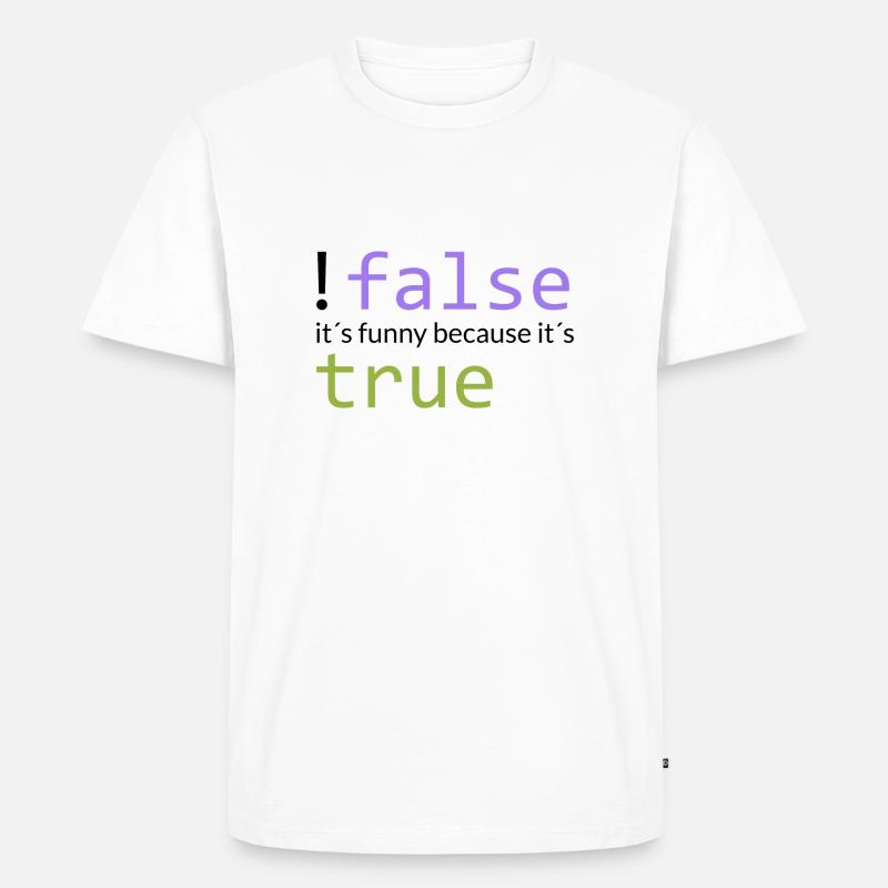 !false == true (dunkel) - Männer Premium Bio T-Shirt - Weiß