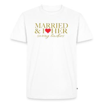Marié et je l'aime, désolé mesdames - T-shirt Premium bio Homme - blanc - Devant - Nico (187cm)