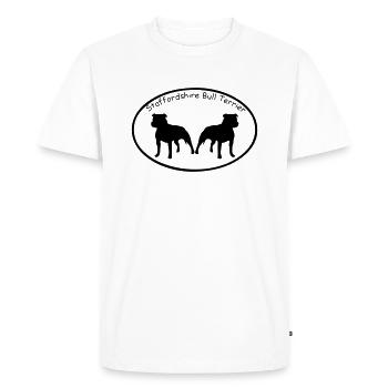 Stafford © www.dog-power.nl - Men's Premium Organic T-Shirt - white - Front - Nico (187cm)