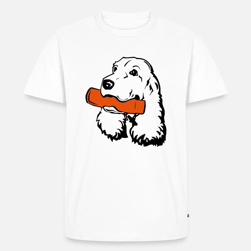 Cocker Spaniel mit Dummy - Männer Premium Bio T-Shirt - undefined