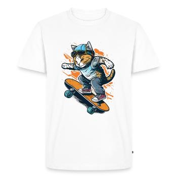 Cool Cat Skate - T-shirt Premium bio Homme - blanc - Devant - Nico (187cm)