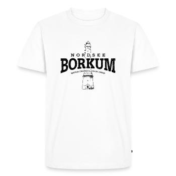 Borkum mer du Nord (à l'ancienne noir) - T-shirt Premium bio Homme - blanc - Devant - Nico (187cm)