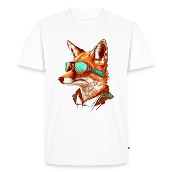 Renard avec lunettes d’aviateur - T-shirt Premium bio Homme - blanc - Devant - Nico (187cm)
