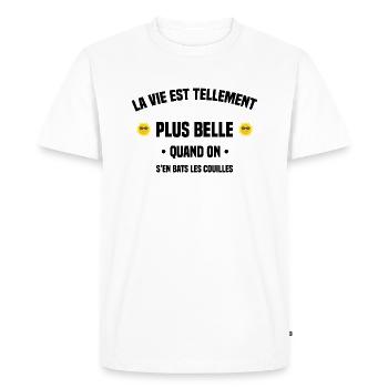 la vie est tellement plus belle quand on cadeau - T-shirt Premium bio Homme - blanc - Devant - Nico (187cm)