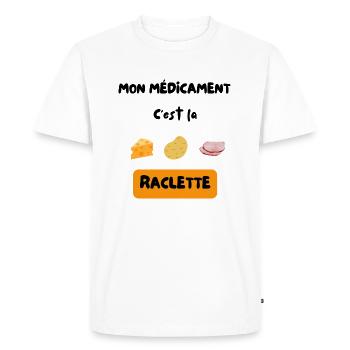 Mon médicament c'est la raclette Nourriture Humour - T-shirt Premium bio Homme - blanc - Devant - Nico (187cm)