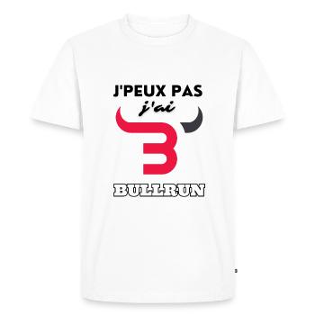 Je peux pas jai bullrun - T-shirt Premium bio Homme - blanc - Devant - Nico (187cm)