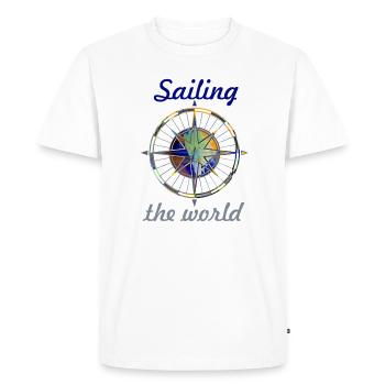 voile sur le monde, voile, voile, boussole, coloré - T-shirt Premium bio Homme - blanc - Devant - Nico (187cm)