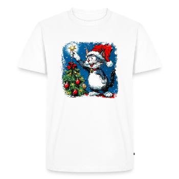 Noël chat - T-shirt Premium bio Homme - blanc - Devant - Nico (187cm)
