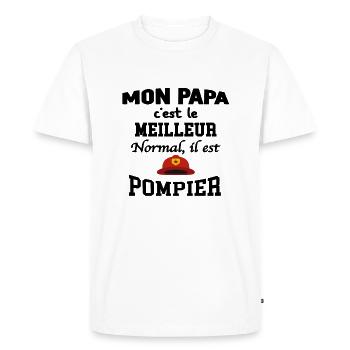 Cadeau papa pompier humour - T-shirt Premium bio Homme - blanc - Devant - Nico (187cm)