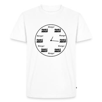 Manger .. Penser à manger - T-shirt Premium bio Homme - blanc - Devant - Nico (187cm)