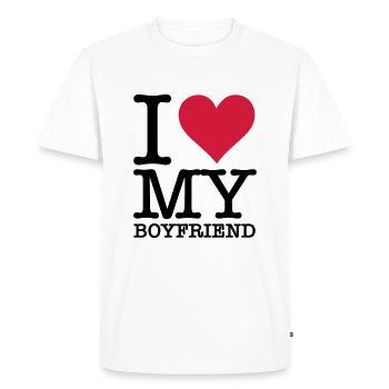 I Love My Boyfriend! - T-shirt Premium bio Homme - blanc - Devant - Nico (187cm)