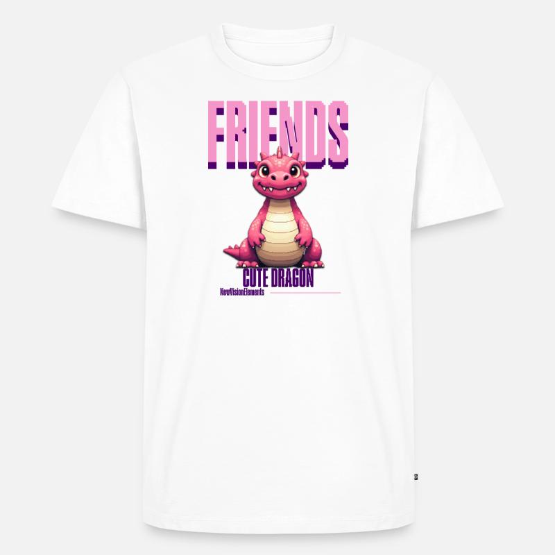 Süßer pinker Drache - Männer Premium Bio T-Shirt - Weiß