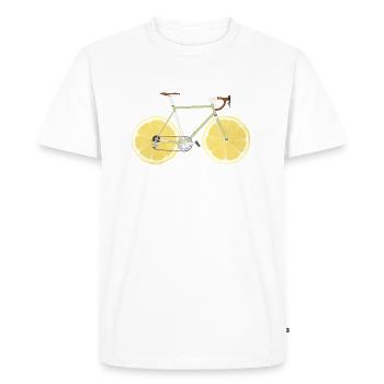 Vélo de course avec des roues à fruits - T-shirt Premium bio Homme - blanc - Devant - Nico (187cm)