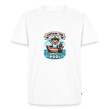 Capitaine de piscine - Petit capitaine, grandes aventures - T-shirt Premium bio Homme - blanc - Devant - Nico (187cm)
