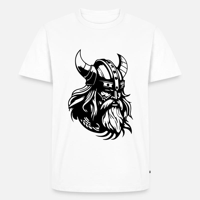 Wikinger Helm Krieger Valhalla - Männer Premium Bio T-Shirt - Weiß