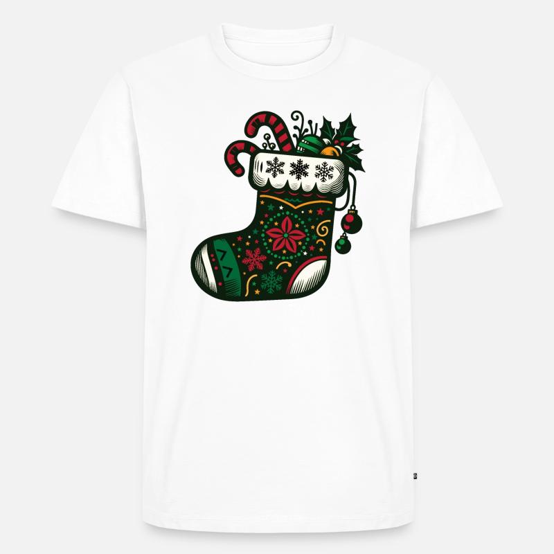 Weihnachtsstrumpf - Männer Premium Bio T-Shirt - Weiß