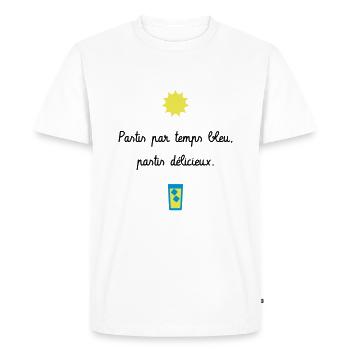 Pastis par temps bleu, pastis délicieux - Camping - T-shirt Premium bio Homme - blanc - Devant - Nico (187cm)