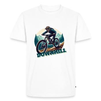 Vélo VTT Descente Cross VTT Sport - T-shirt Premium bio Homme - blanc - Devant - Nico (187cm)