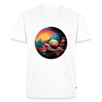 Escargot dans un cercle coloré toujours avec le calme - T-shirt Premium bio Homme - blanc - Devant - Nico (187cm)
