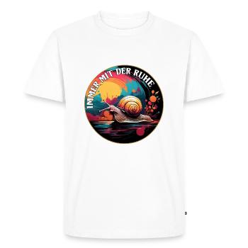 Escargot dans un cercle coloré toujours avec le calme - T-shirt Premium bio Homme - blanc - Devant - Nico (187cm)