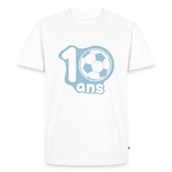 10 ans ballon foot1 - T-shirt Premium bio Homme - blanc - Devant - Nico (187cm)