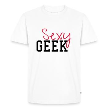 Sexy Geek - T-shirt Premium bio Homme - blanc - Devant - Nico (187cm)