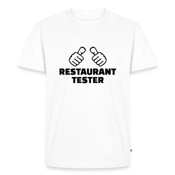 Restaurant tester - T-shirt Premium bio Homme - blanc - Devant - Nico (187cm)
