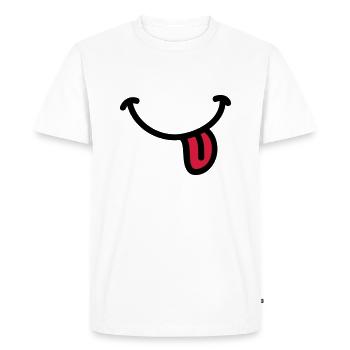 Smiley sourire langue - T-shirt Premium bio Homme - blanc - Devant - Nico (187cm)