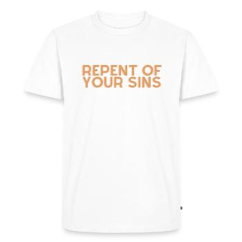 Repent Of Your Sins - Christian Quote - Men's Premium Organic T-Shirt - white - Front - Nico (187cm)