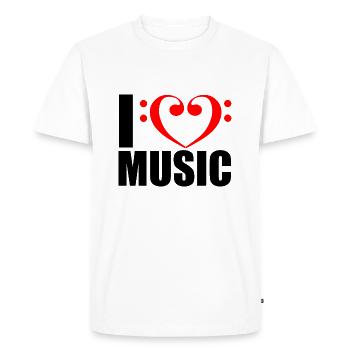 I love music - T-shirt Premium bio Homme - blanc - Devant - Nico (187cm)