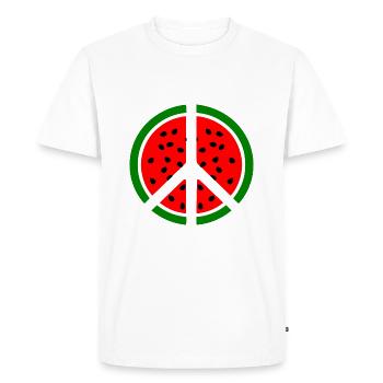 Signe de paix pastèque melon - T-shirt Premium bio Homme - blanc - Devant - Nico (187cm)