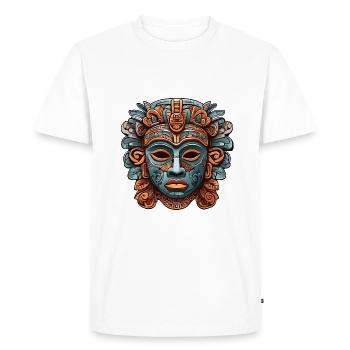 Ornate Carved Aztec, Mayan, Inca Mask - Men's Premium Organic T-Shirt - white - Front - Nico (187cm)