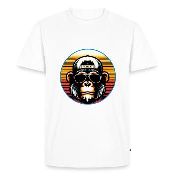 Cool chimpanzee with sunglasses and baseball cap - Men's Premium Organic T-Shirt - white - Front - Nico (187cm)