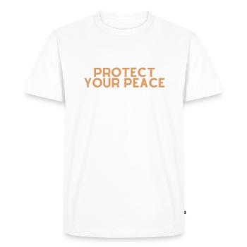 Protect Your Peace - Christian Quote - Men's Premium Organic T-Shirt - white - Front - Nico (187cm)