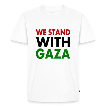 We stand with palestine - T-shirt Premium bio Homme - blanc - Devant - Nico (187cm)