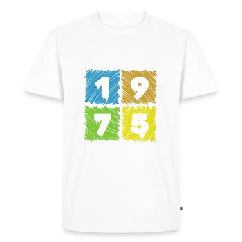 50e anniversaire Andy’s Patches 1975 - T-shirt Premium bio Homme - blanc - Devant - Nico (187cm)