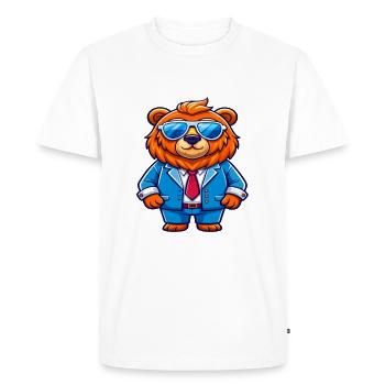 Business Bear Cool Work Style Perfect Money Man - Men's Premium Organic T-Shirt - white - Front - Nico (187cm)