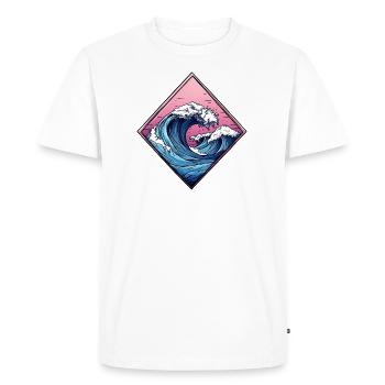 wave logo, diamond shape, ocean design - Men's Premium Organic T-Shirt - white - Front - Nico (187cm)