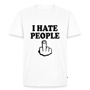 I hate people - T-shirt Premium bio Homme - blanc - Devant - Nico (187cm)