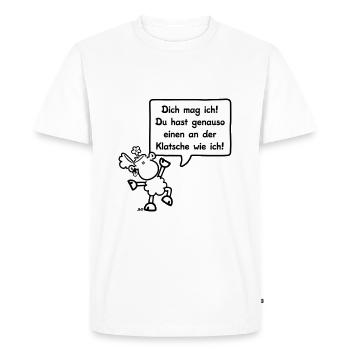 Sheepworld Klatsche - Männer Premium Bio T-Shirt - Weiß - Vorne - Nico (187cm)